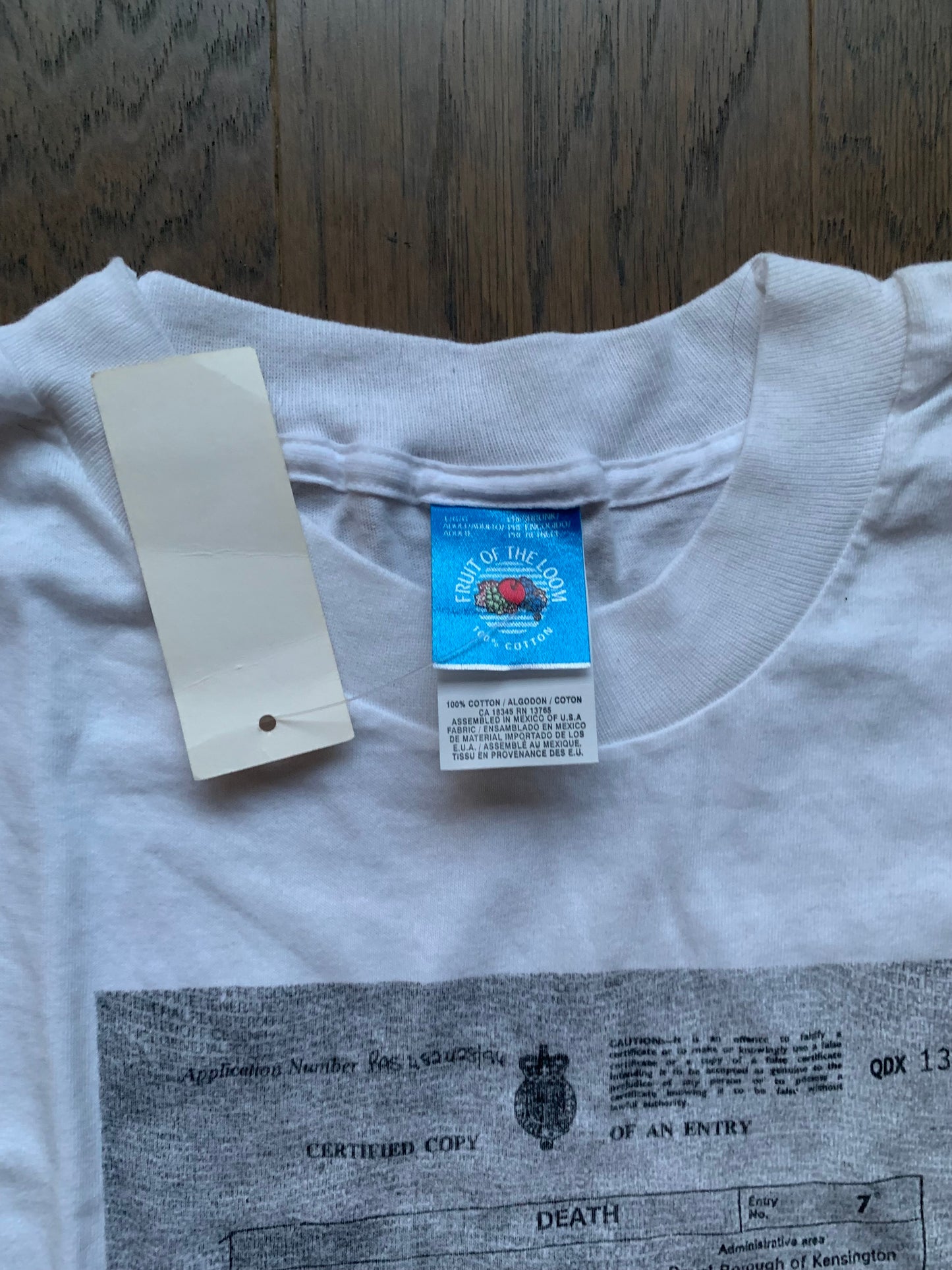 Vintage Rare 90s Jimi Hendrix "Death Certificate" T Shirt